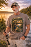 Cane Poles and Honey Holes Fishing T-Shirt — Vintage Outdoorsman Tee