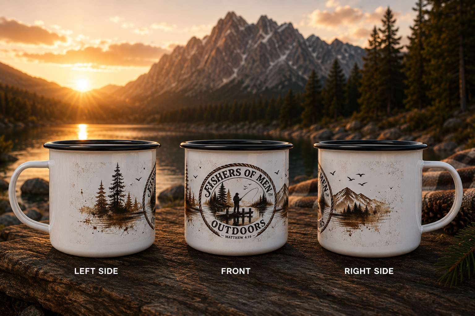 Fishers of Men Rustic 12oz Enamel Coffee Cup