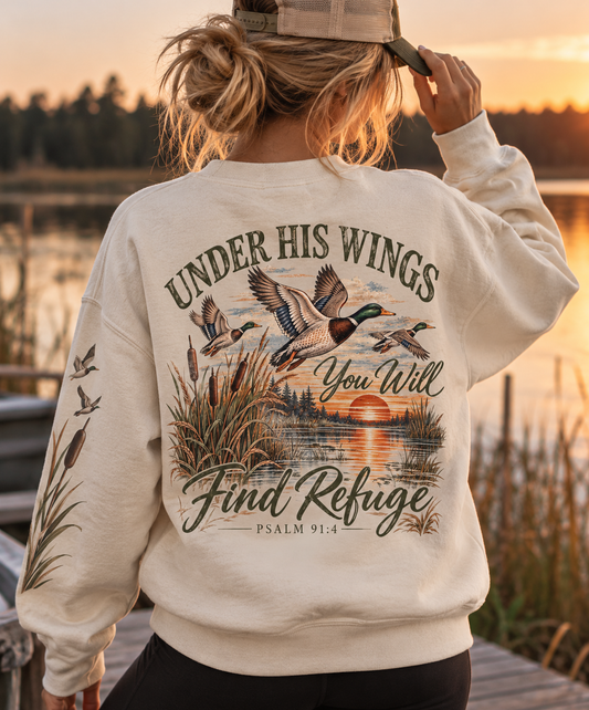Under His Wings You Will Find Refuge Sweater
