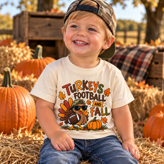Turkeys, Football & Fall Toddler Tee