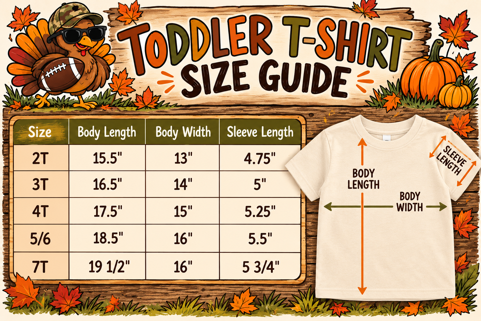 Turkeys, Football & Fall Toddler Tee